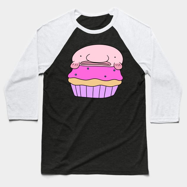 Pink Cupcake Blobfish Baseball T-Shirt by saradaboru